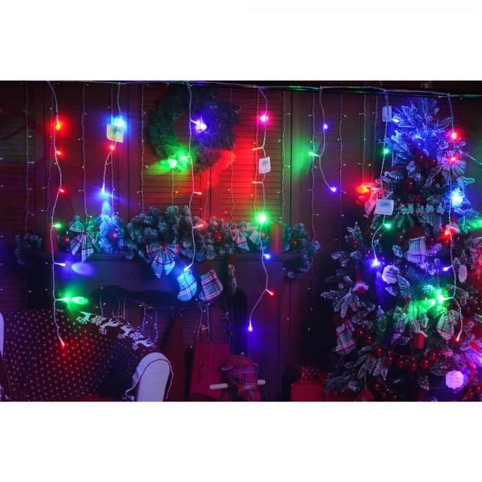 Sectiune Instalatie de Craciun Flippy® Tip Turturi, Flash 5 m, 143 LED-uri, Interconectabila, Fir Transparent, RB-RG, Atentie! nu contine alimentator [6]