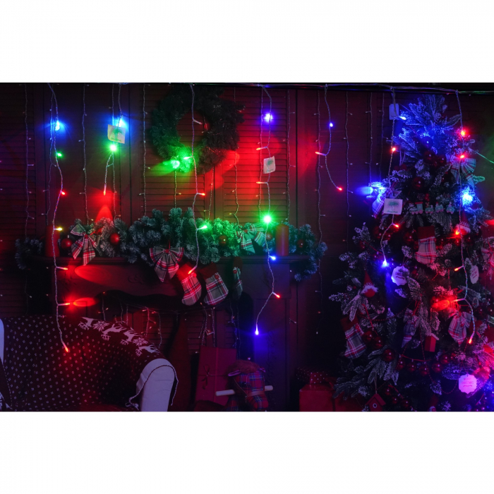 Sectiune Instalatie de Craciun Flippy® Tip Turturi, Flash 5 m, 143 LED-uri, Interconectabila, Fir Transparent, RB-RG, Atentie! nu contine alimentator [5]
