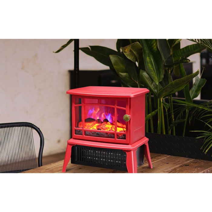 Semineu electric Flippy, 1500W, cu efect de flacara, 25 x 16 x 25 cm, Rosu [4]