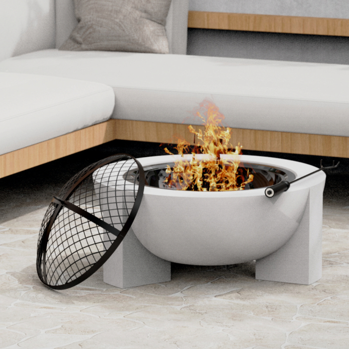 Semineu pentru terasa KLUGMEISTER KY7347FP, material otel cu baza din oxid de magneziu, dimensiuni 73x73x46 cm [4]