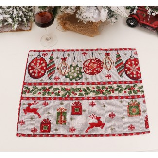 Servet pentru Masa, Flippy, Model Globulete si Cadouri, Tematica Craciun, 43 x 34 cm, Rosu [4]