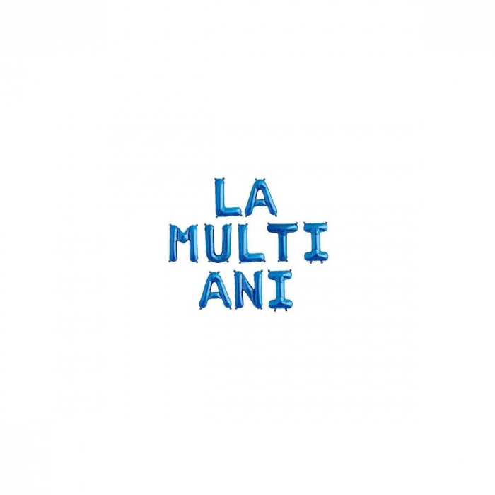 Set 10 Baloane din Folie Metalizata, Flippy, Figurine Litere, Model La multi ani, Tema Aniversare, 40 cm, Ambalaj Individual, Pai Inclus, Umflare cu Aer sau Heliu, Albastru [5]