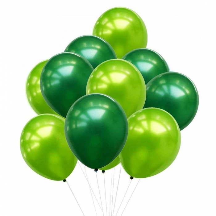 Set 10 Baloane din Latex Chrome, Flippy, Model Party, 23 cm, Diferite Nuante Verde, 2.2 g [1]