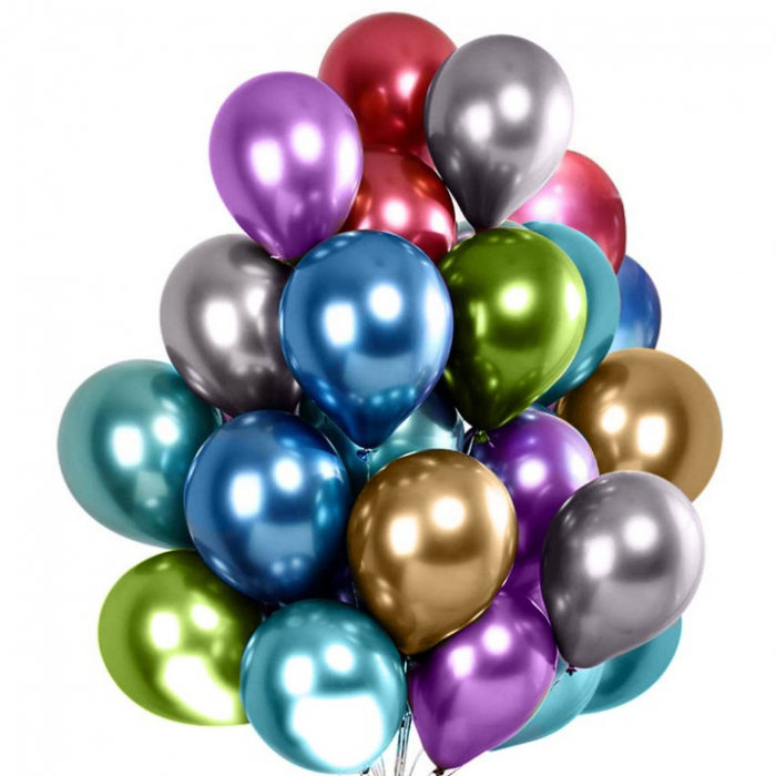 Set 10 Baloane din Latex Chrome, Flippy, Model Party, 23 cm, Multicolor, 2.2 g [1]