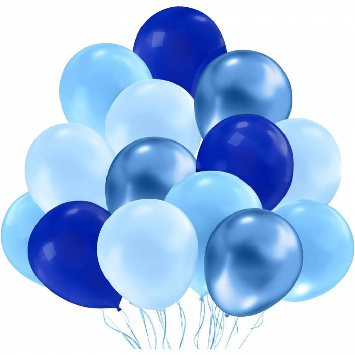 Set 10 Baloane din Latex, Flippy, Model Party, Albastru Diferite Nuante, 30 cm, 2.8 g [1]