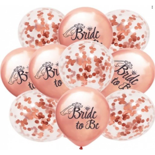 Set 10 Baloane din Latex, Flippy, Model Party Bride To Be, 30 cm, Roz Transparent Confetti, 2.8 g [1]