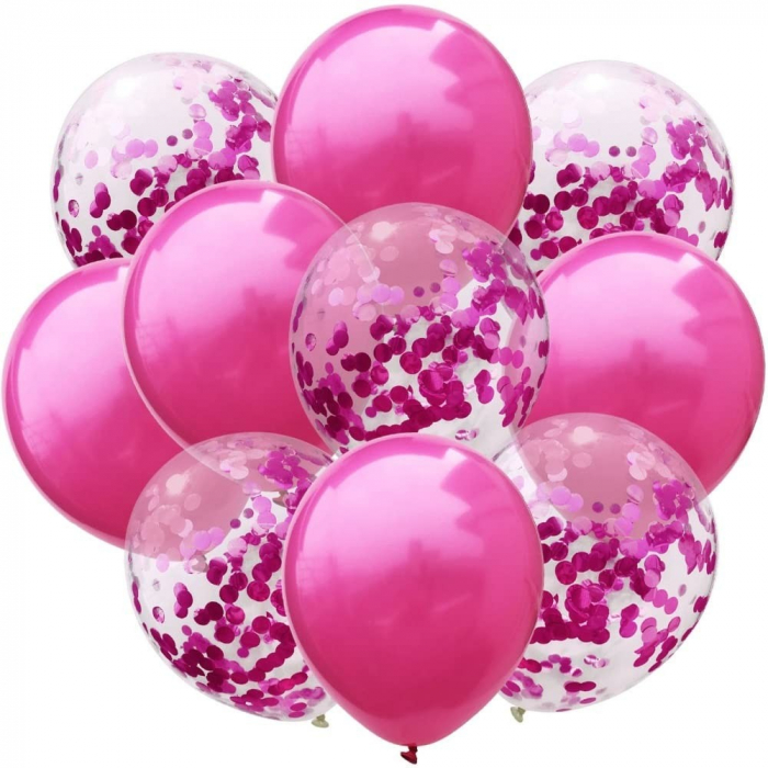 Set 10 Baloane din Latex, Flippy, Model Party Confetti, 5 x Confetti, 5 x Roz, 25 cm, 2.2g [1]