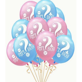 Set 10 Baloane din Latex, Flippy, Model Party Gender Reveal, 30 cm, Roz Albastru, 2.8 g [1]