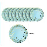Set 10 farfurii, diametru 18 cm, albastru/auriu [1]
