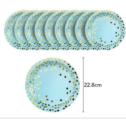 Set 10 farfurii, diametru 23 cm, albastru/auriu [1]