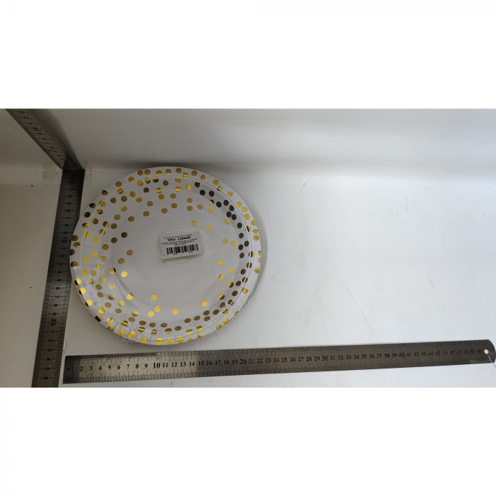 Set 10 farfurii, Flippy, diametru 23 cm, alb/auriu [2]