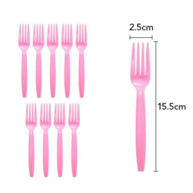 Set 10 furculite de unica folosinta 15.5 x 2.5 cm, roz [1]