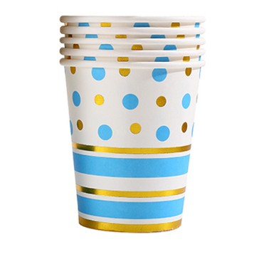 Set 10 pahare de carton, model buline colorate, 250ml, albastru [1]