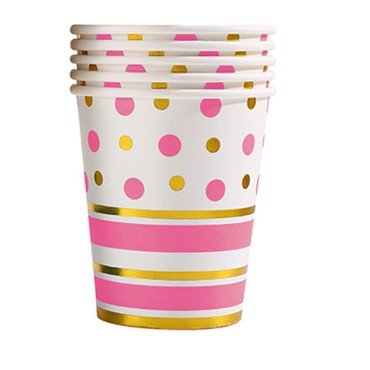 Set 10 pahare de carton, model buline colorate, 250ml, roz pudra [1]