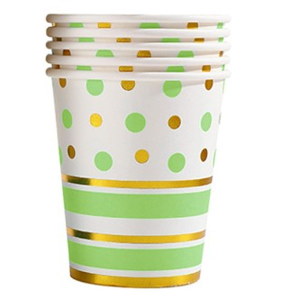 Set 10 pahare de carton, model buline colorate, 250ml, verde [1]