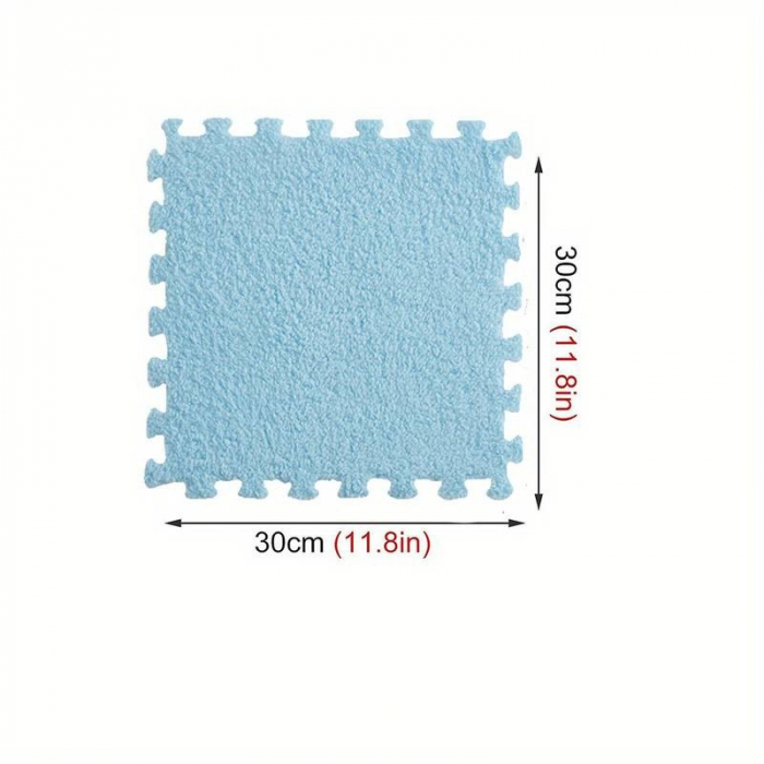 Set 10 Piese Covor tip Puzzle, Flippy, Spuma EVA, Pufos, 30 x 30 x 1 cm, Baby Blue [3]