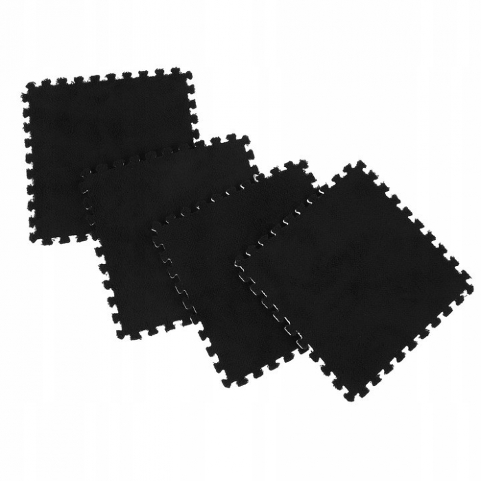 Set 10 Piese Covor tip Puzzle, Flippy, Spuma EVA, Pufos, 30 x 30 x 1 cm, Negru [6]