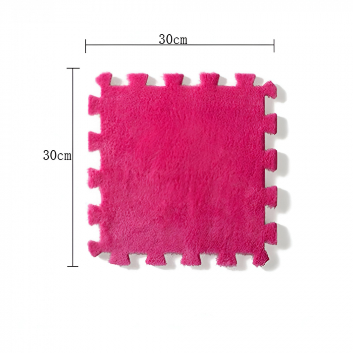 Set 10 Piese Covor tip Puzzle, Flippy, Spuma EVA, Pufos, 30 x 30 x 1 cm, Roz [3]