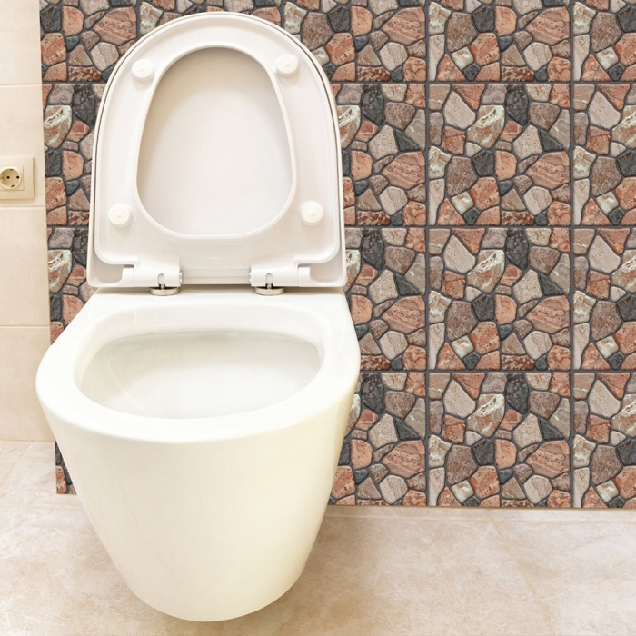 Lichidare Set 10 Placi Tapet 3D, Flippy, 30 x 30 cm, din PVC, Tip Piatra, Suprafata acoperita 0.9 mp, Autoadeziv, Caramiziu [6]