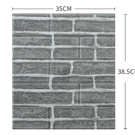 Lichidare Set 10 Placi Tapet 3D, Flippy, 35 x 38 cm, Grosime 3 mm, din Polietilena, Model Caramida, Suprafata acoperita 1.33 mp, Gri [2]