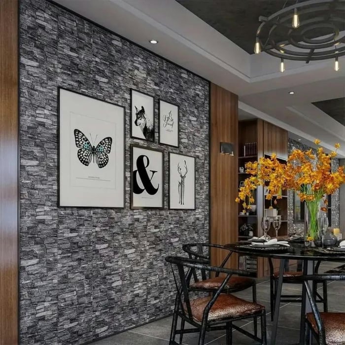 Lichidare Set 10 Placi Tapet 3D, Flippy, 35 x 38 cm, Grosime 3 mm, din Polietilena, Model Caramida, Suprafata acoperita 1.33 mp, Gri - [3]