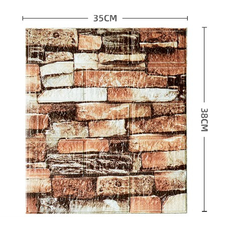 Lichidare Set 10 Placi Tapet 3D, Flippy, 35 x 38 cm, Grosime 3 mm, din Polietilena, Model Caramida, Suprafata acoperita 1.33 mp, Piatra Maro [4]