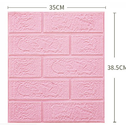 Set 10 Placi Tapet 3D, Flippy, 35 x 38 cm, Grosime 3 mm, din Polietilena, Model Caramida, Suprafata acoperita 1.33 mp, Roz [7]