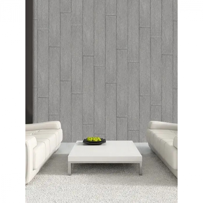 Set 10 Placi Tapet 3D, Flippy, 70 x 70 cm, Grosime 3 mm, din Rasina, Tip Placi de Lemn, Suprafata Acoperita 4.9 mp, Gri [3]