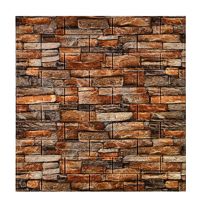 LICHIDARE Set 10 Placi Tapet 3D, Flippy, 70 x 77 cm, Grosime 3 mm, din Polietilena, Model Caramida, Suprafata acoperita 5.3 mp, Piatra Rosie [4]
