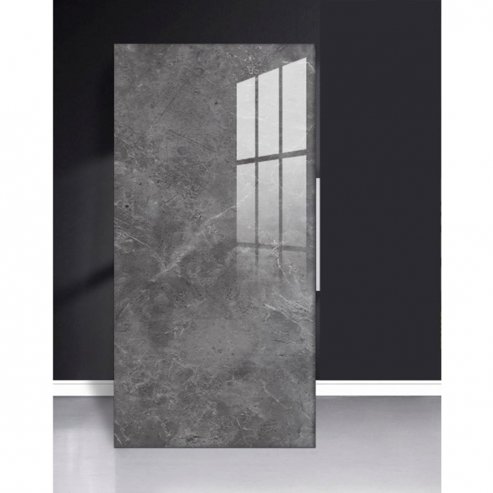 Lichidare Set 10 Placi Tapet, Flippy, 60 x 30 cm, Grosime 1.5 mm, din PVC, Model Imitatie de Marmura, Suprafata acoperita 1.8 mp, Gri Inchis [2]