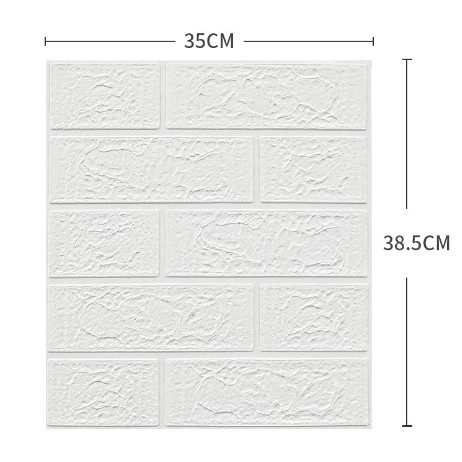 Set 10 Placi Tapet 3D, Flippy, 35 x 38 cm, Grosime 3 mm, din Polietilena, Model Caramida, Suprafata acoperita 1.33 mp, Alb [2]