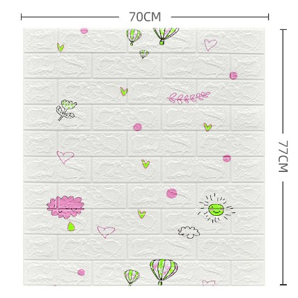 Set 10 Placi Tapet 3D, Flippy, 70 x 77 cm, Grosime 3 mm, din Polietilena, Tip Caramida, Model cu Baloane, Suprafata acoperita 5.3 mp, Alb [6]