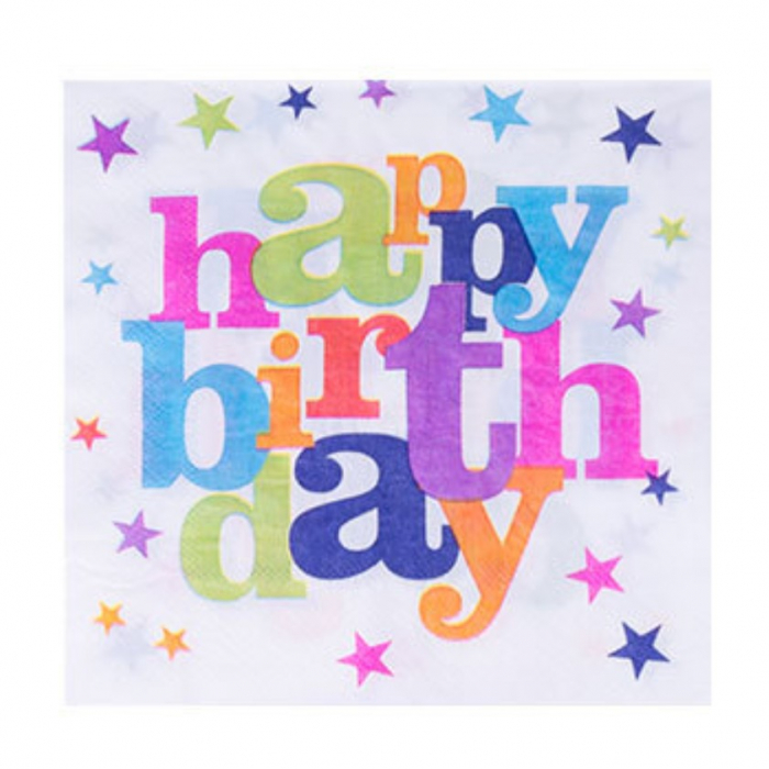 Set 10 Servetele Happy Birthday, Flippy, pentru Petrecere, Tematica Aniversare, 33x33 cm, Multicolor [1]