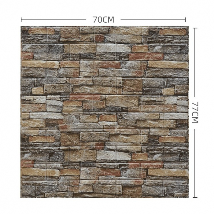 LICHIDARE Set 10 Stickere de Perete, Flippy, Autoadezive, 70 x 77 cm, 2.5 mm Grosime, Suprafata Acoperita 5.3 mp, din PVC, Model Caramida, Roscat [7]