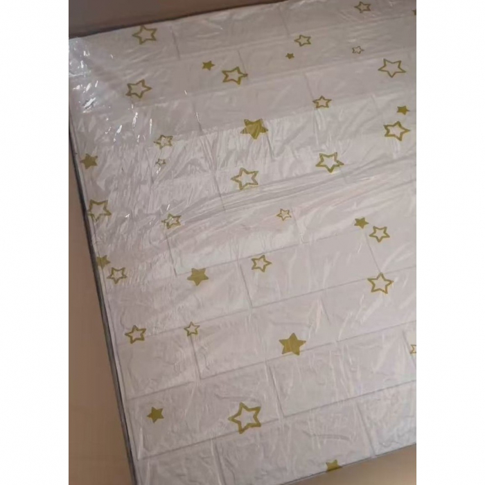 Set 10 Stickere de Perete, Flippy, Autoadezive, 70 x 77 cm, Suprafata Acoperita 5.3 mp, din PVC, Model Stelute Aurii, Alb [2]