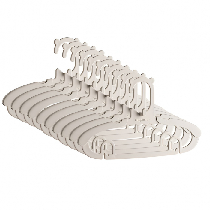 Set 10 Umerase pentru Copii, Flippy, Potrivite pentru Uscarea si Depozitarea Hainelor de Bebelusi, 28x16.7 cm, Crem [1]
