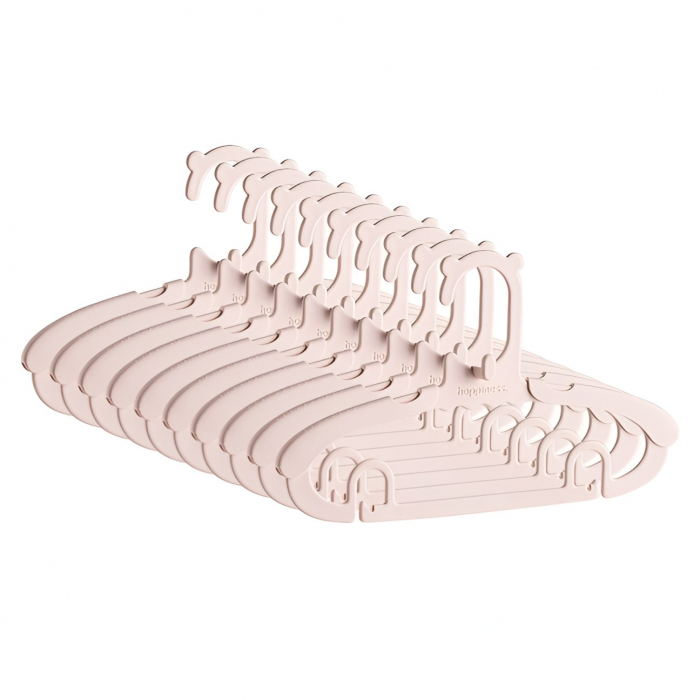 Set 10 Umerase pentru Copii, Flippy, Potrivite pentru Uscarea si Depozitarea Hainelor de Bebelusi, 28x16.7 cm, Roz [1]