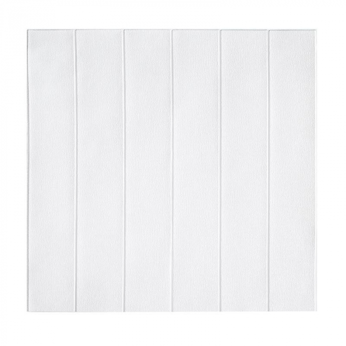 Set 10 Placi Tapet 3D, Flippy, 70 x 70 cm, Grosime 3 mm, din Rasina, Tip Placi de Lemn, Suprafata Acoperita 4.9 mp, Alb [1]