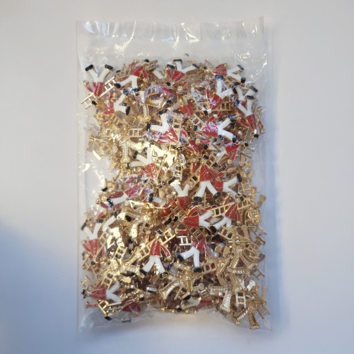 Set 100 Brose cu Pietre, Flippy, Model Corsar cu Scara, 3 x 2.5 cm per unitate, Auriu/Alb/Rosu [2]