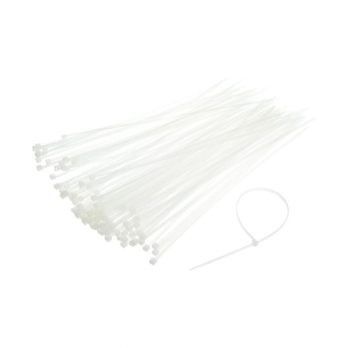 Lichidare Set 100 Buc Soricei - Coliere de plastic, 100 mm x 3 mm, poliamida, Alb, Flippy [3]