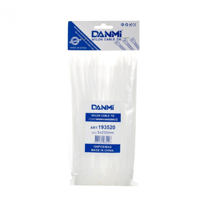 Lichidare Set 100 Buc Soricei - Coliere de plastic, 100 mm x 3 mm, poliamida, Alb, Flippy [2]