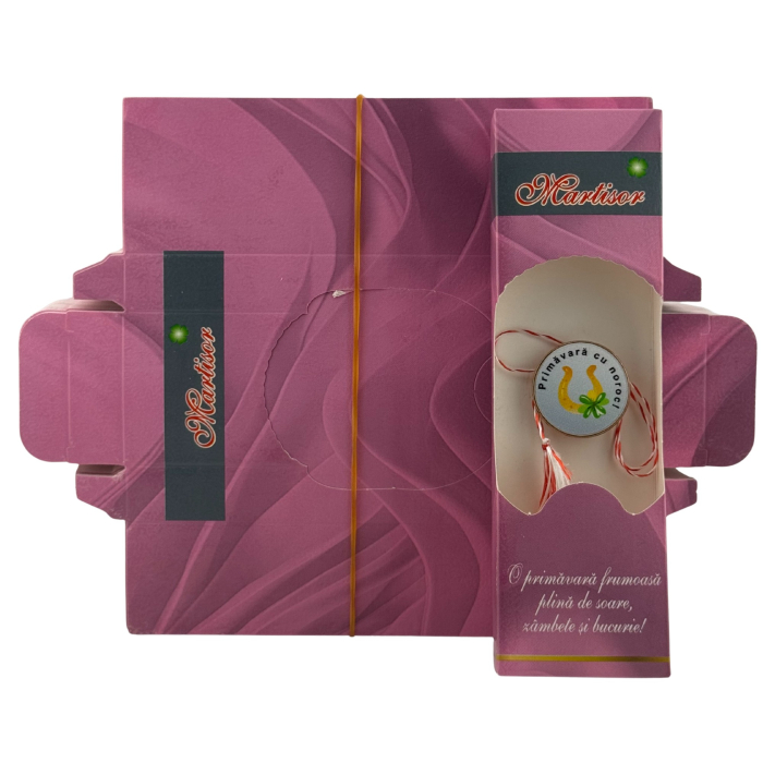 Set 100 Bucati Ambalaje de Carton pentru Martisoare, Flippy, Cutii Brosa, Model Primavara, Mov [4]