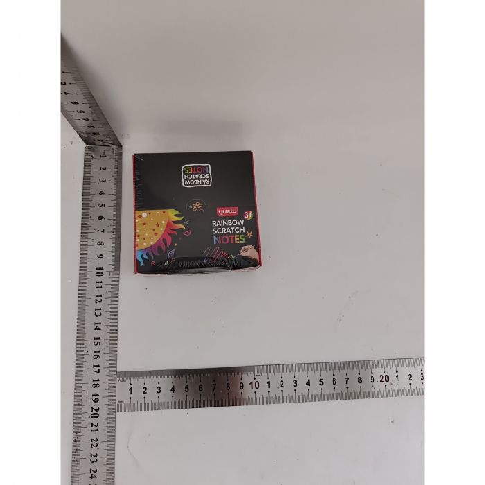 Set 100 de Planse Razuibile, Flippy, din Hartie Curcubeu, 2 Creioane din Bambus + 2 Sabloane, +3 Ani, 8.5 x 8.5 cm, Multicolor [2]