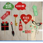 Set 12 Accesorii pentru Petrecere, Flippy, Props pentru Photo Corner, Tematica Iubire, Multicolor [1]