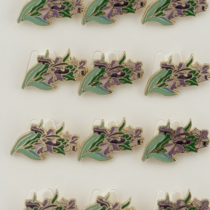 Set 12 Brose Martisor Flori, Jolie, Brose din Metal, Aspect Lacuit, 2 x 1,5 cm per Unitate, Verde deschis [3]