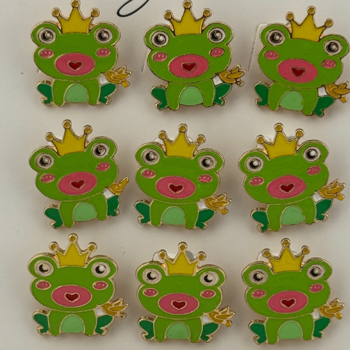 Set 12 Brose Martisor pentru Copii,, Jolie, Model Broscuta cu Coronita, Verde [4]