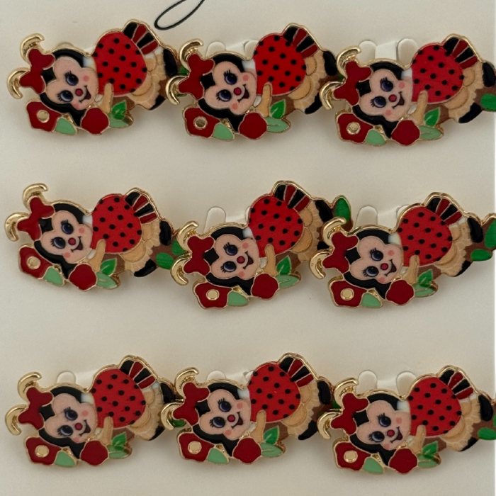 Set 12 Brose Martisor pentru Copii, Jolie, Model Buburuza pe Flori, Rosu [4]