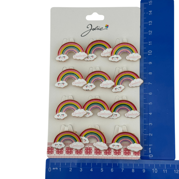 Set 12 Brose Martisor pentru Copii, Jolie, Model Curcubeu, cu Mesaj Zambeste, Multicolor [5]