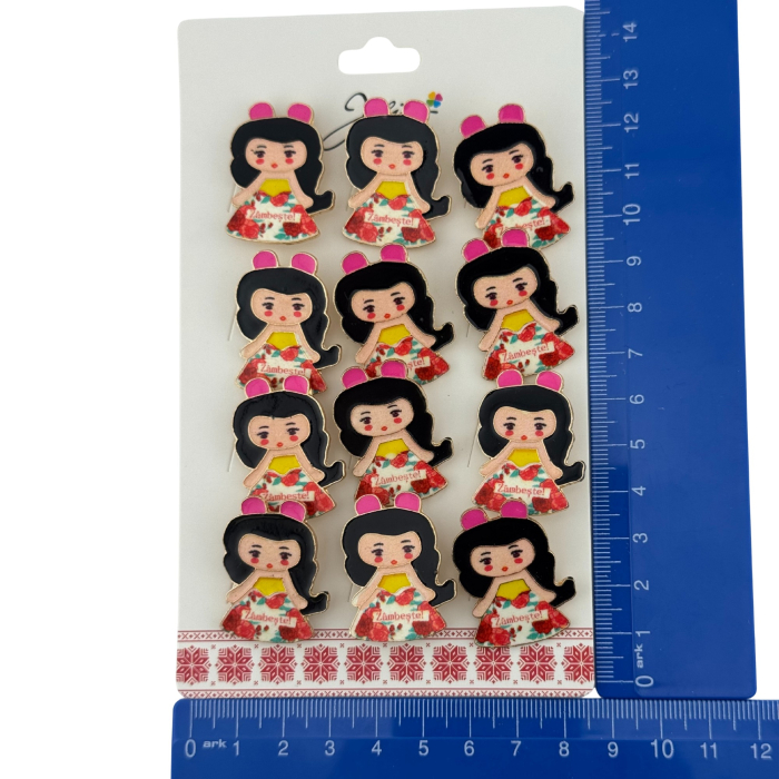 Set 12 Brose Martisor pentru Copii, Jolie, Model Fetita, cu Mesaj Zambeste, Multicolor [5]