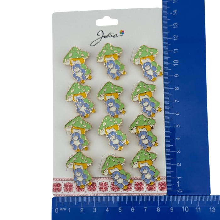 Set 12 Brose Martisor pentru Copii, Jolie, Model Fetita cu Ursulet de Plus, Multicolor [5]